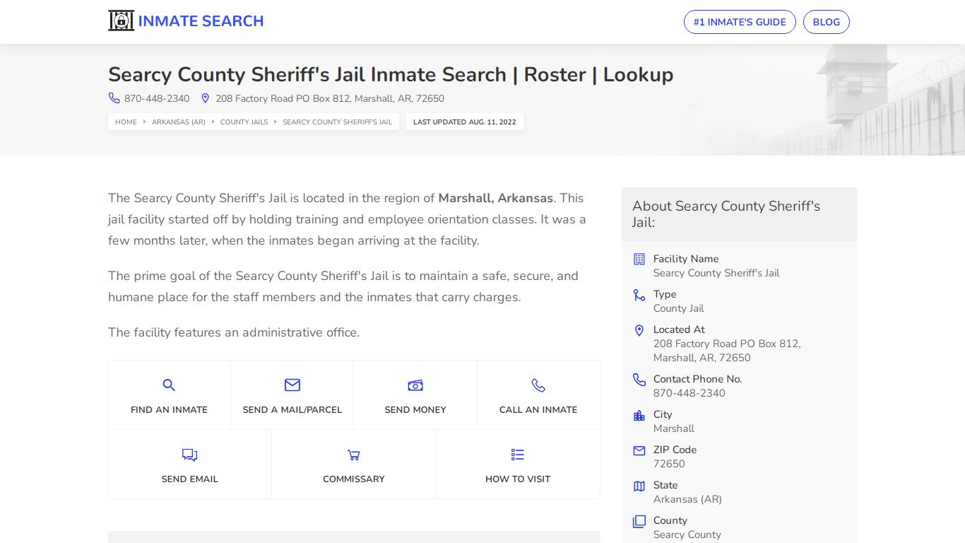 Searcy County Sheriff's Jail Inmate Search | Roster | Lookup